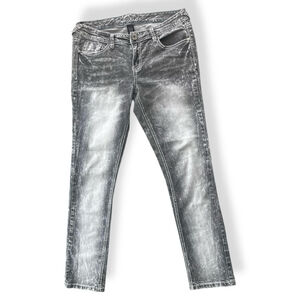 Y2K Ariya Distressed Gray Wash Skinny Jeans Women 13/14 Grunge Vintage Scene
